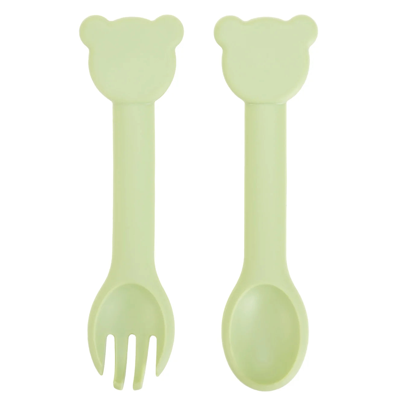 Green bear silicone spoon and fork