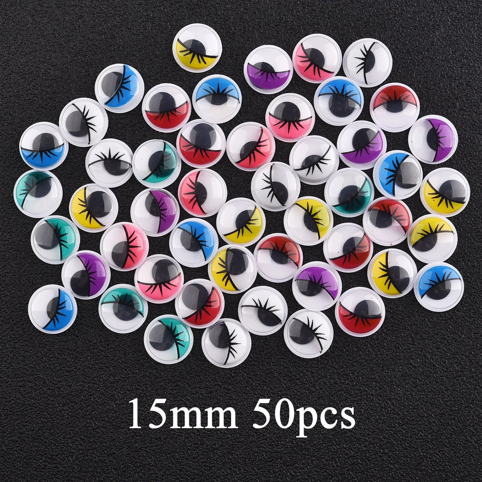 Movable Googly Eyes - Kindergarten Craft Supplies: A collection of colorful, plastic eyes in various sizes for creative art projects and crafts.