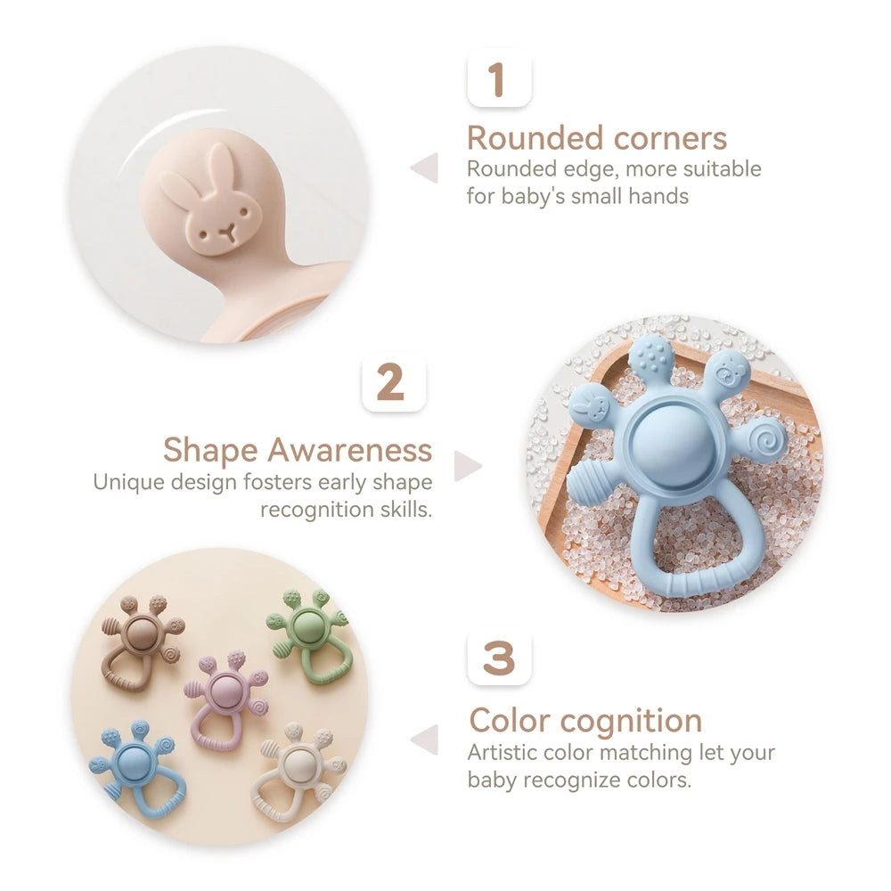 Silicone Teether Rattle & Hand Bell