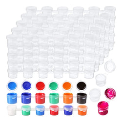 100 Empty Paint Strips with 600 Pots for organizing paints, glitters, or beads; clear, reusable, versatile storage ideal for Montessori art setups.