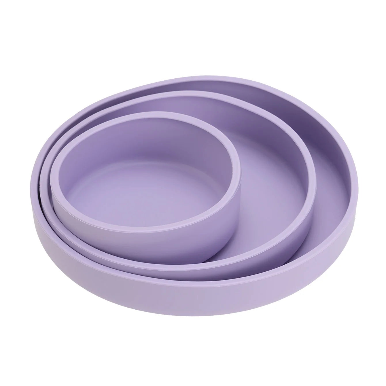 Lavender set of three nesting silicone plates