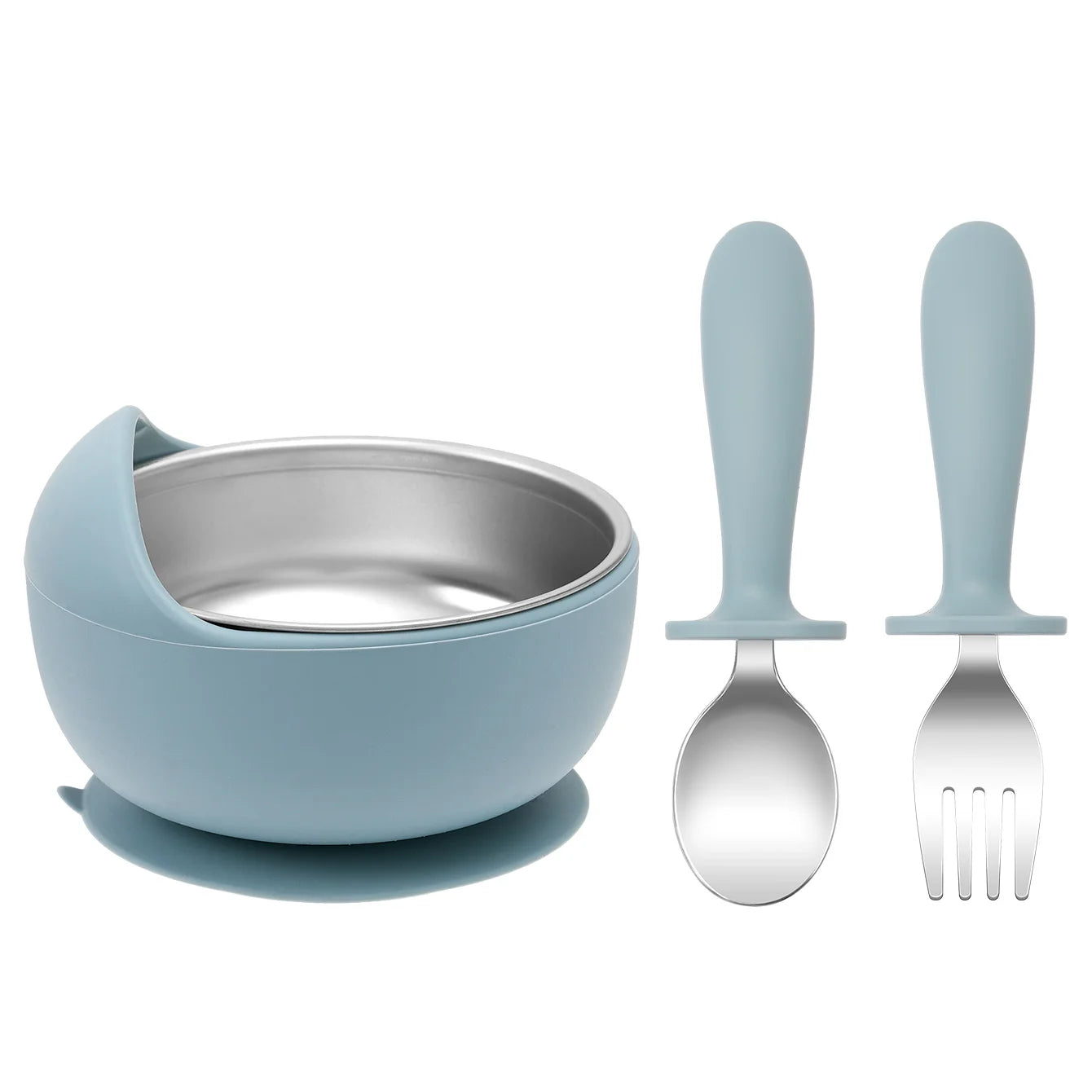 3-Piece Stainless Steel Silicone Suction Bowl & Utensil Set