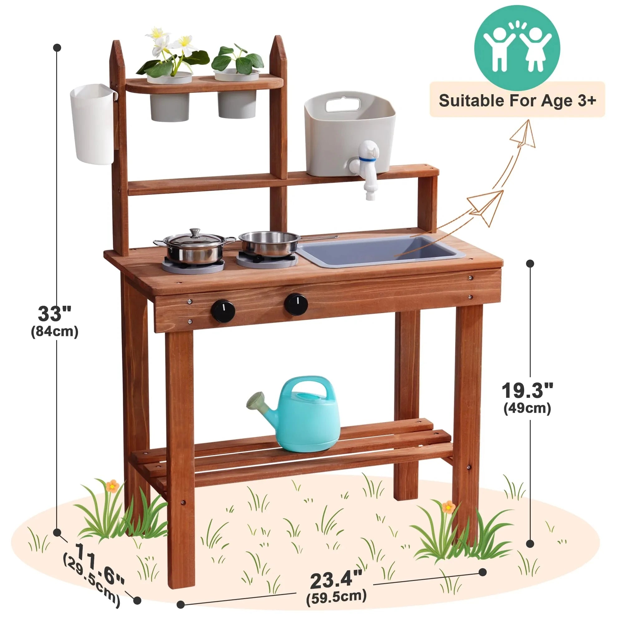 Wooden Outdoor Mud Kitchen | Oliver & Company Montessori Toys