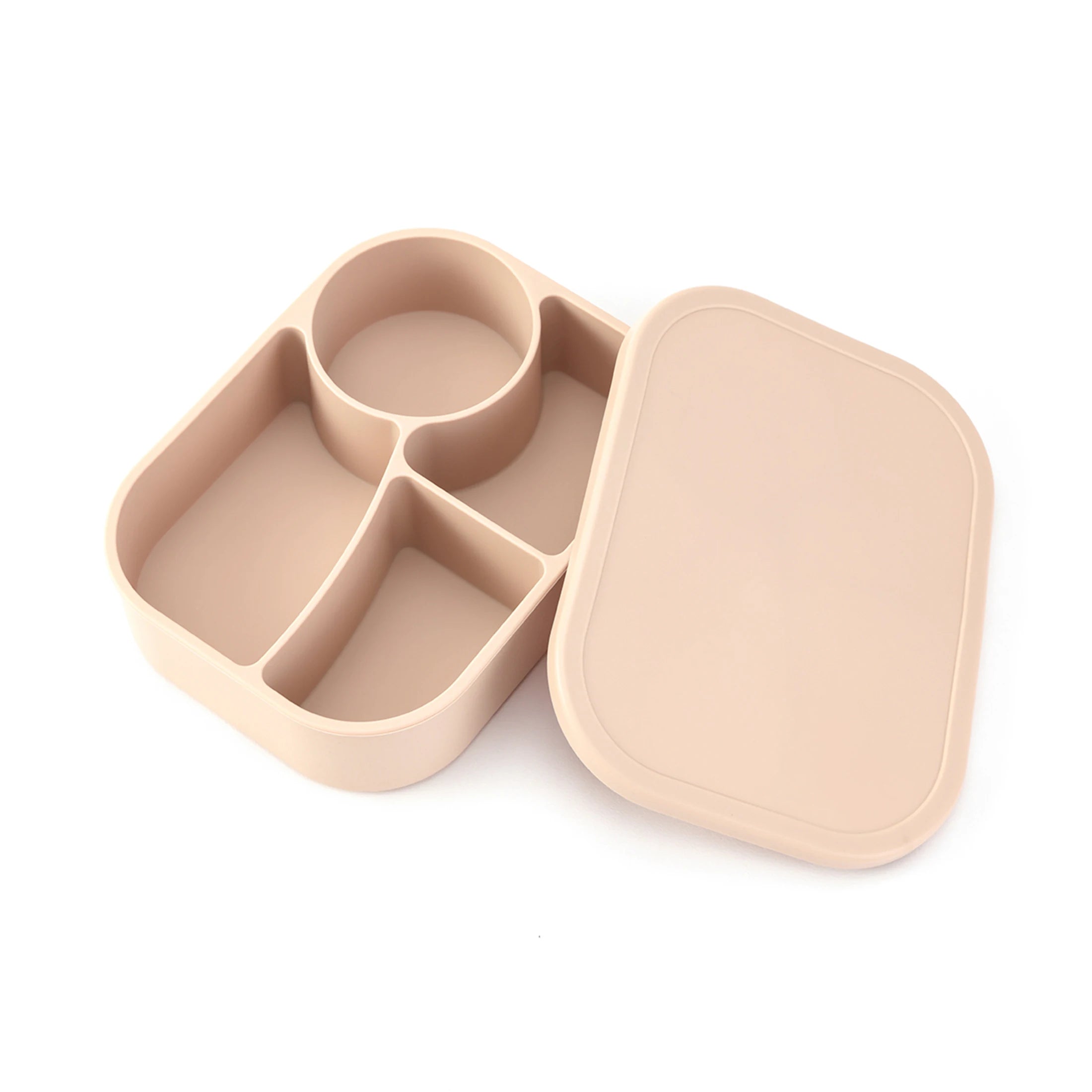 Beige 4-compartment silicone bento lunch box