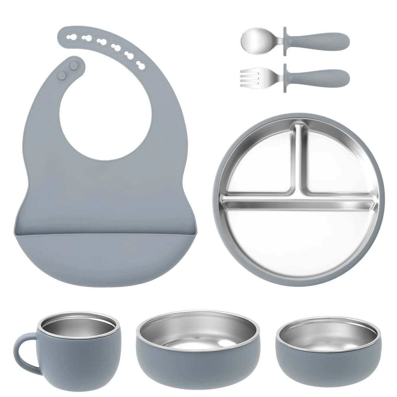 7-Piece Baby Feeding Set | Stainless Steel & Silicone BPA-Free | Oliver & Company