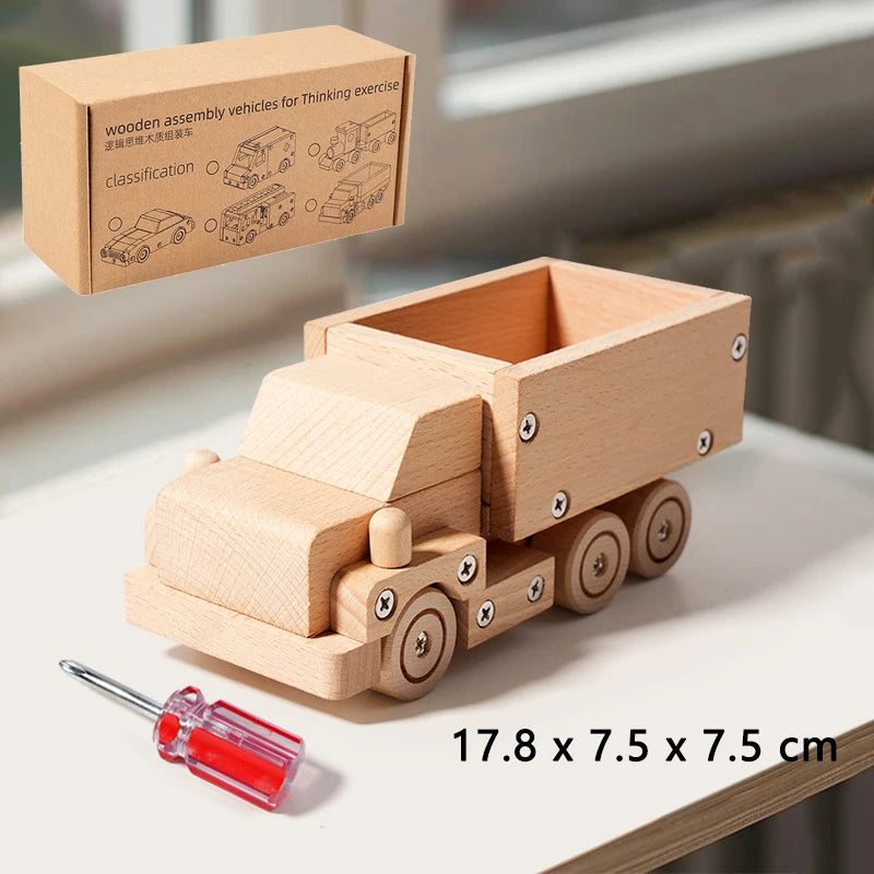Wooden DIY Assembly Vehicle Kids Build Your Own Toy Car Truck