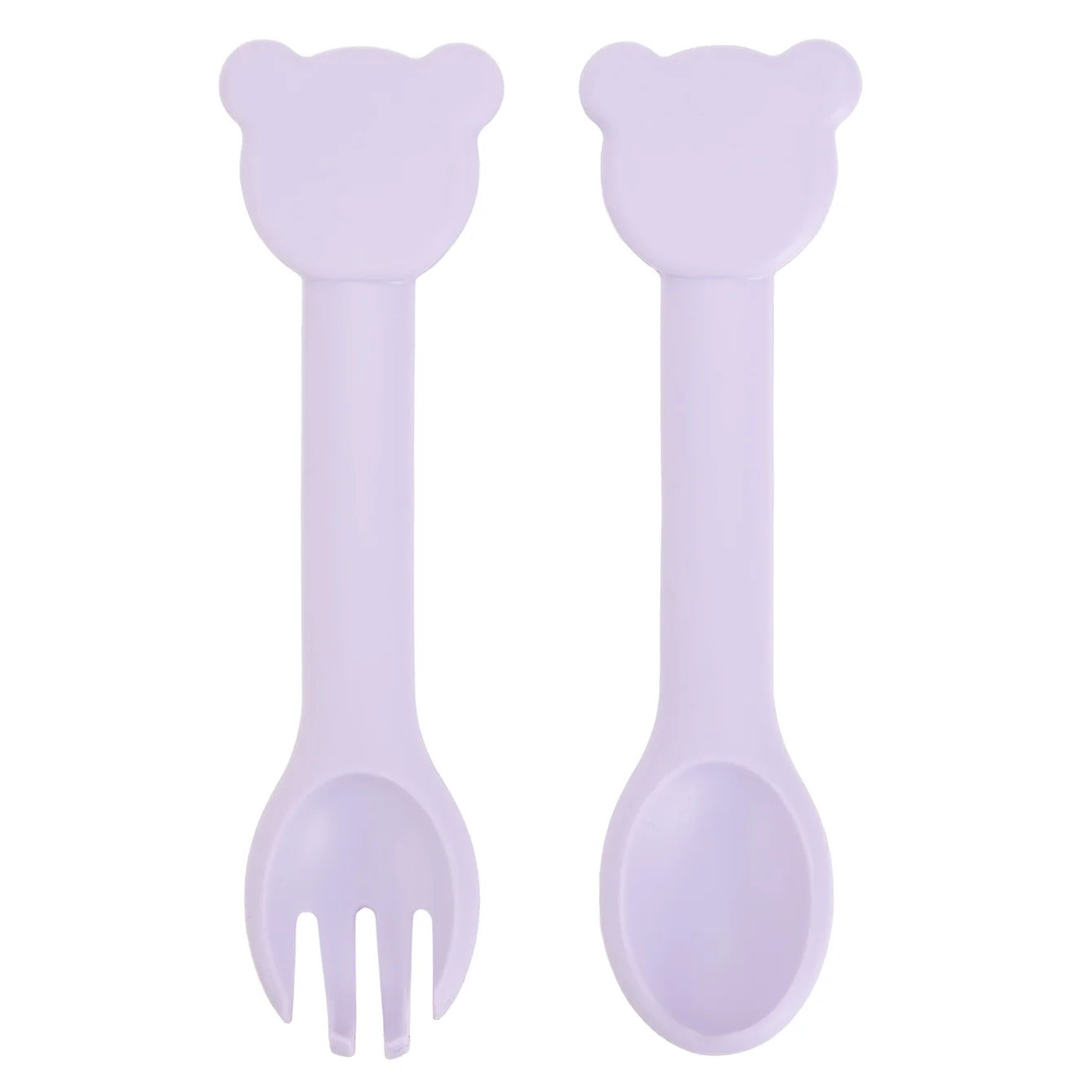 Lavender bear silicone spoon and fork