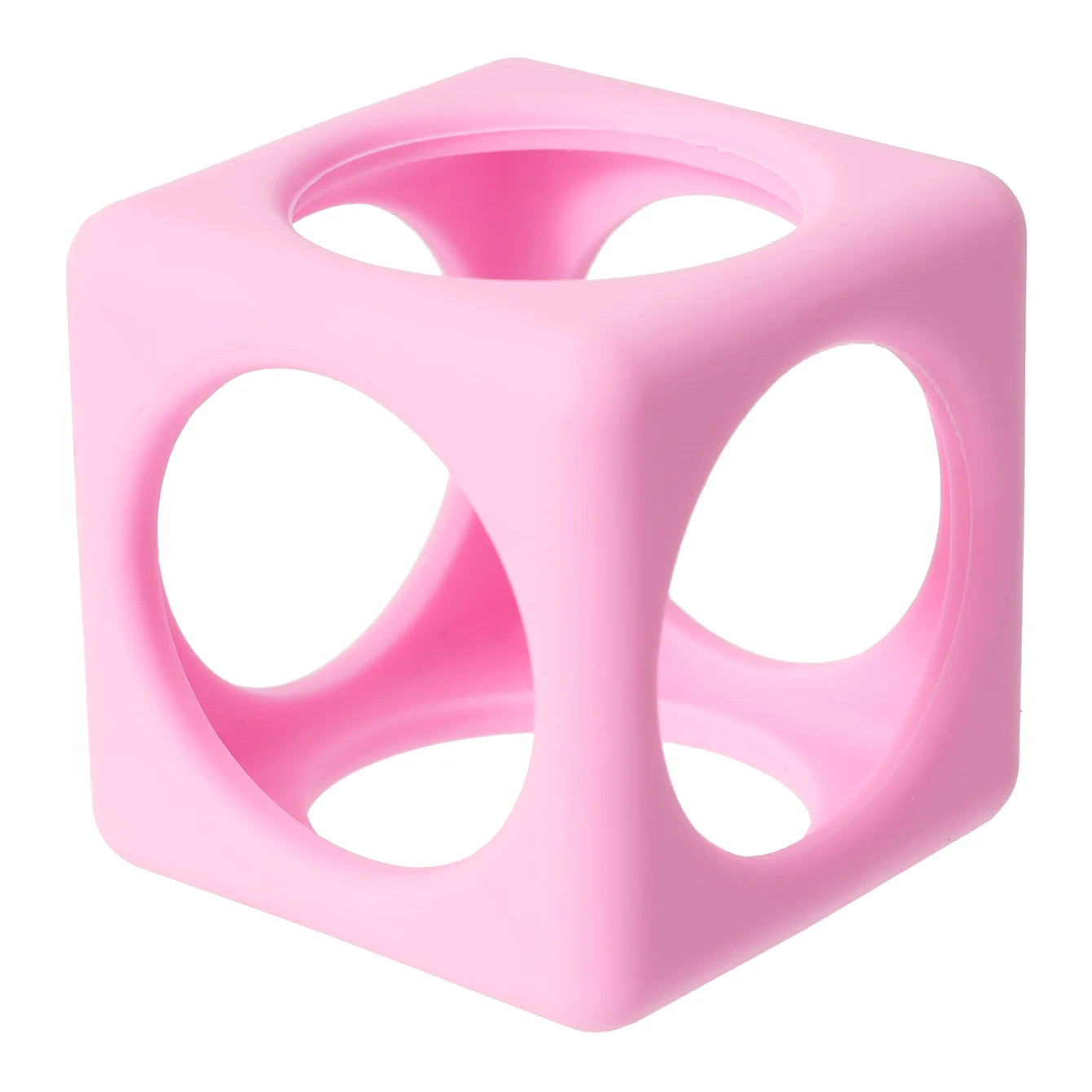 Pink silicone cube teether