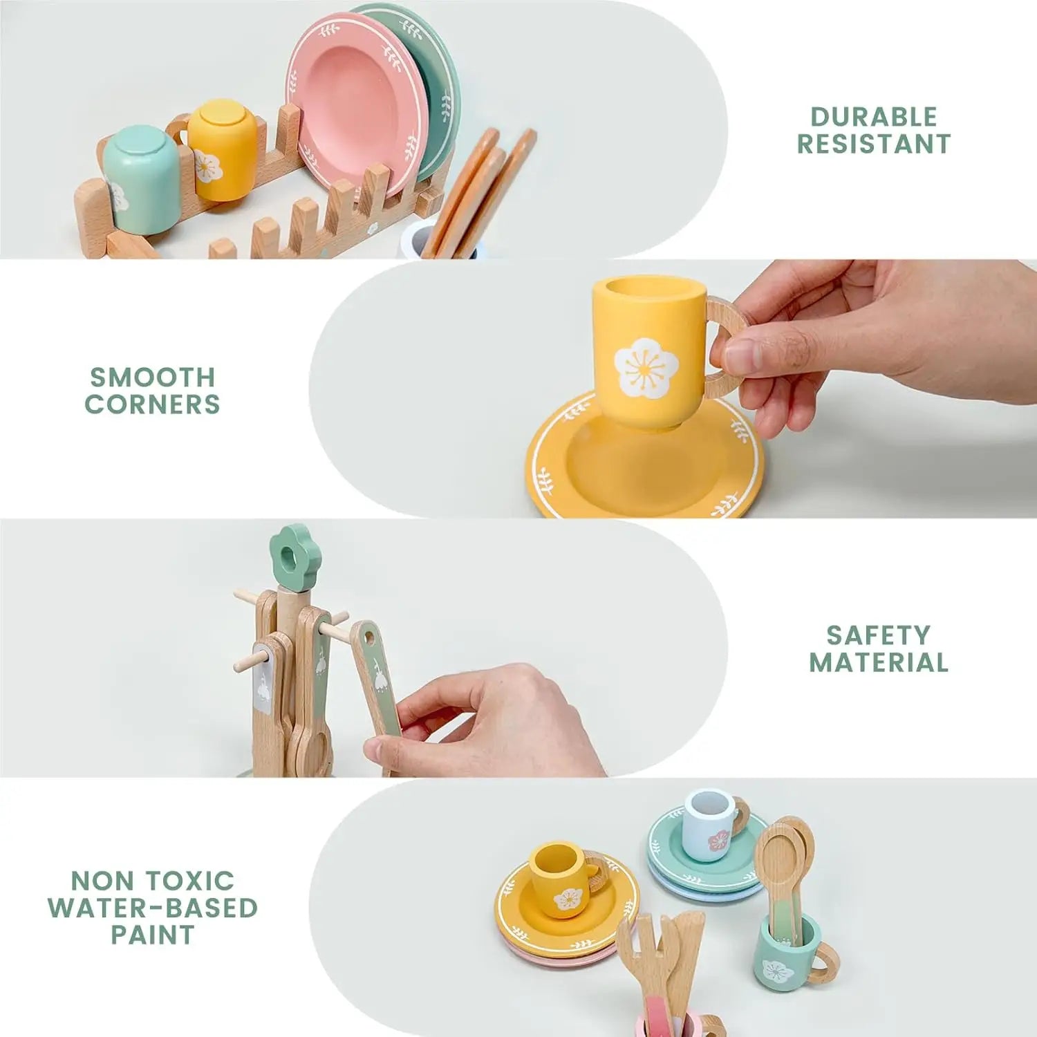 Wooden Kitchen Pretend Play Sets– Montessori Tableware & Cooking Toys