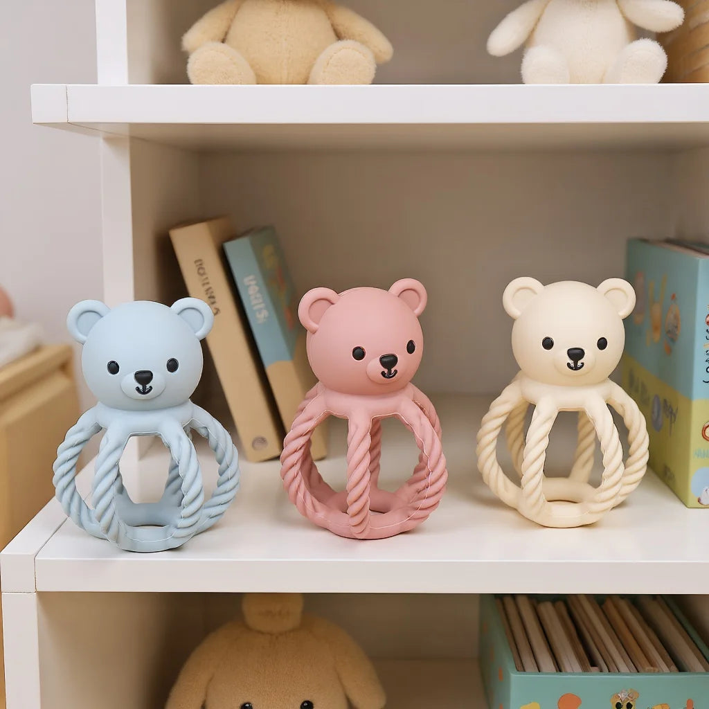 Silicone Bear Rattle Teether | Oliver & Company Montessori Toys