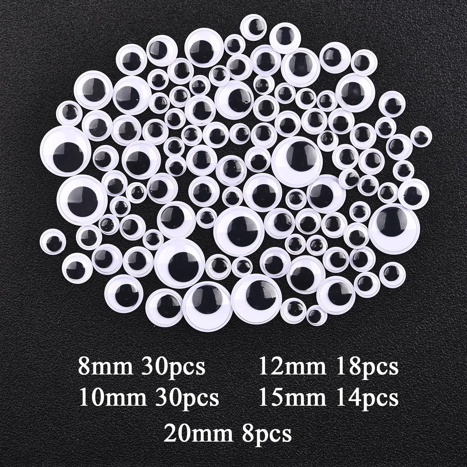 Movable Googly Eyes for crafts, featuring assorted sizes and designs, perfect for enhancing creativity in kindergarten projects and DIY crafts.