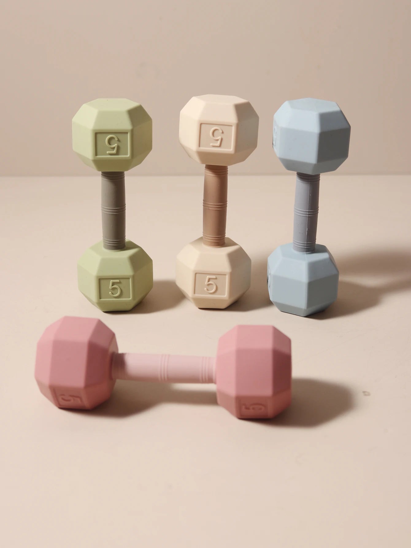 Silicone Barbell Baby Teether Rattle | Oliver Montessori Toys