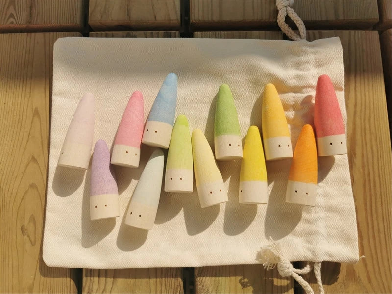 Rainbow Wooden Loose Parts | Shoots, Sticks & Cubes Set