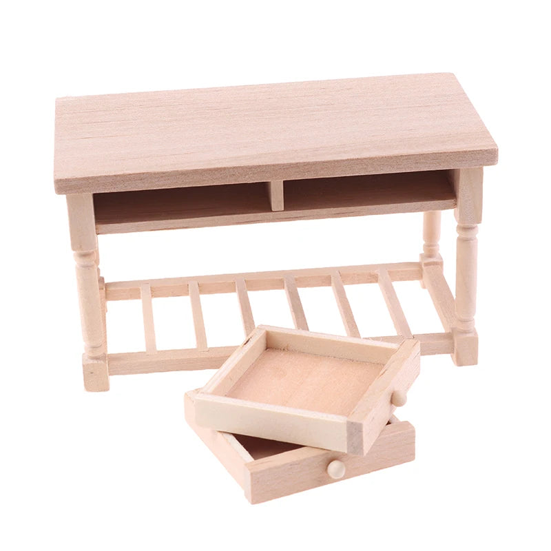 Wooden toy desk with a drawer on a white background Oliver & Company Montessori Toys