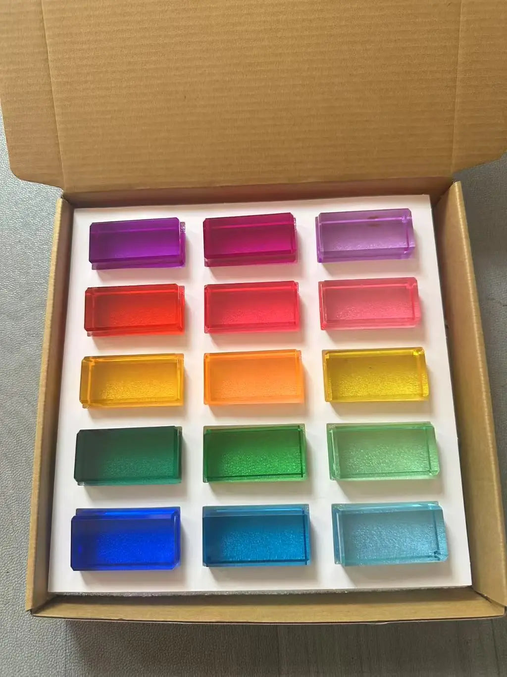 Rainbow Transparent Acrylic Stacking Blocks for Kids