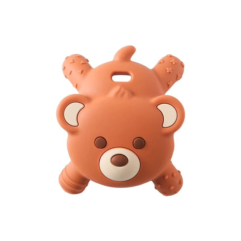 Orange bear-shaped toy on a white background