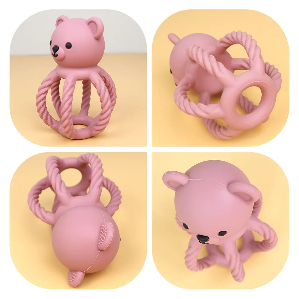 Silicone Bear Rattle Teether | Oliver & Company Montessori Toys