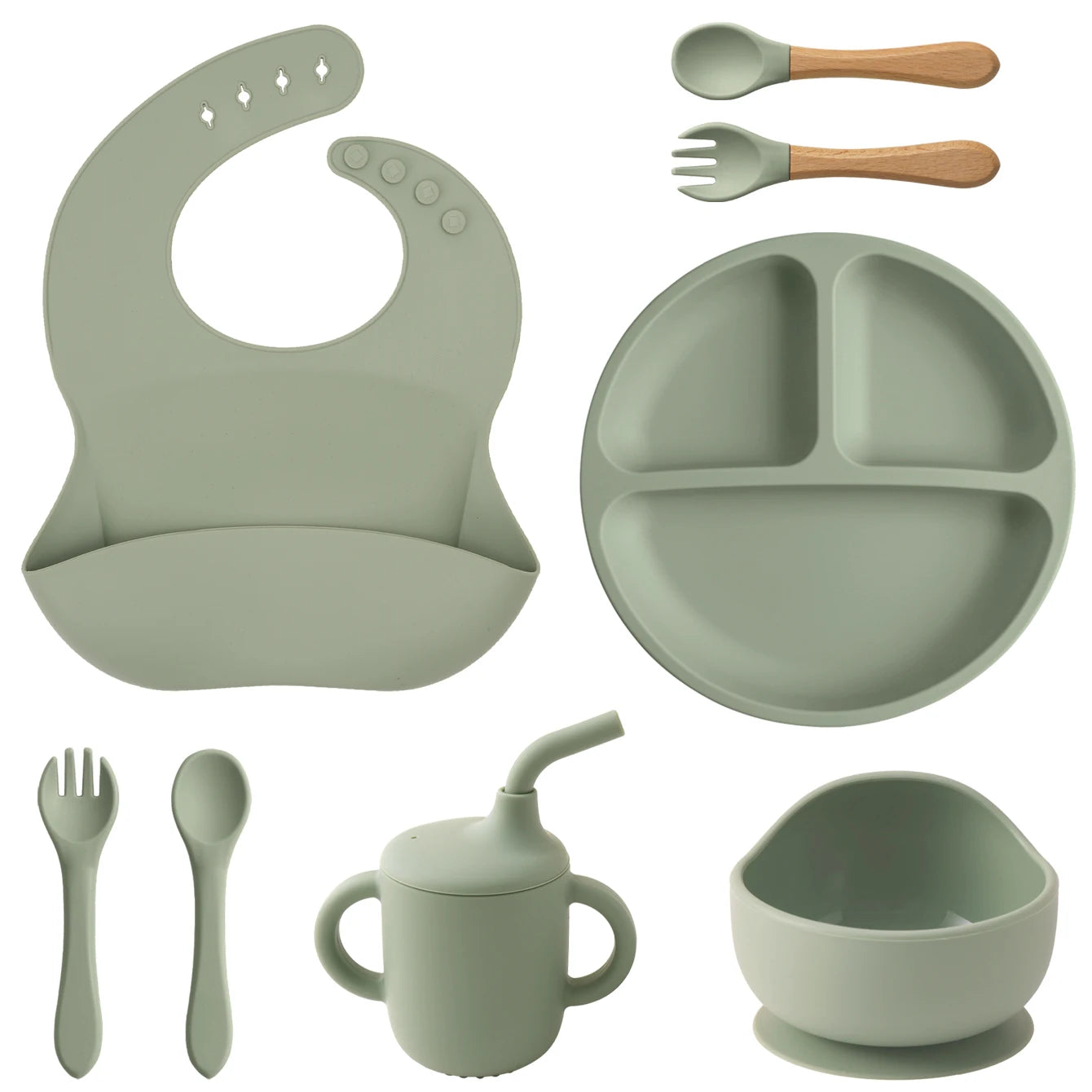 Sage 8-piece silicone feeding set