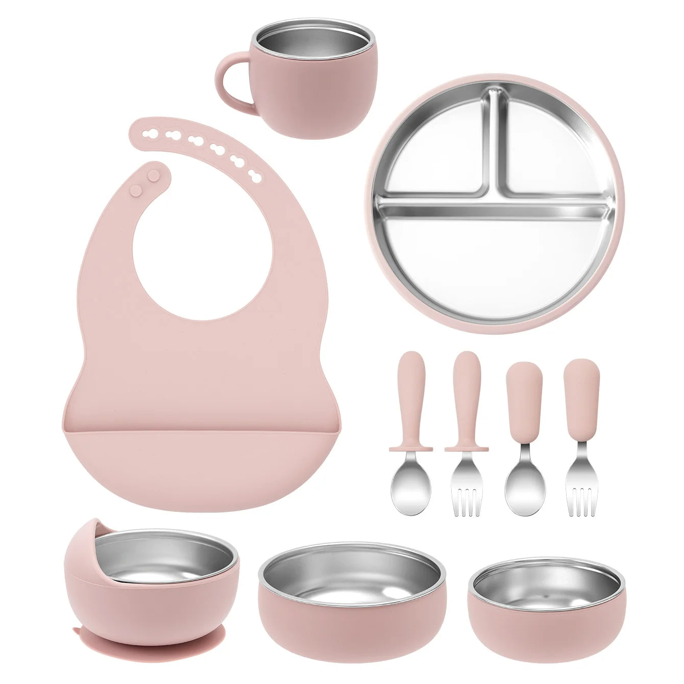 10-Piece Stainless Steel Silicone Baby Feeding Set | Oliver & Company Montessori Toys