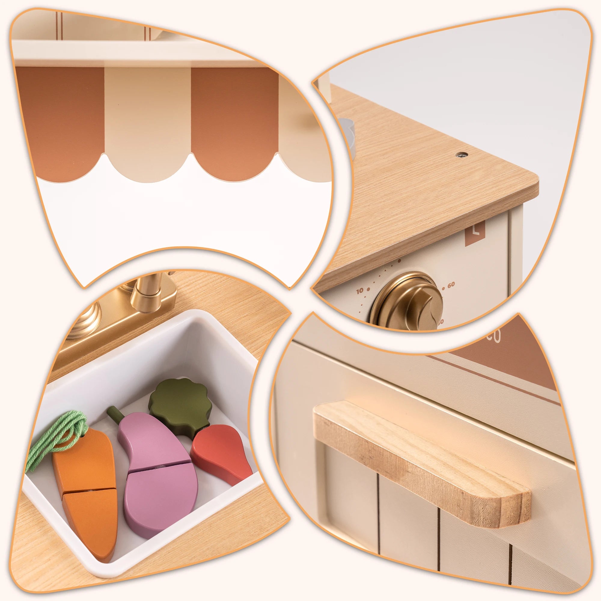 Wooden Play Kitchen Set with Accessories