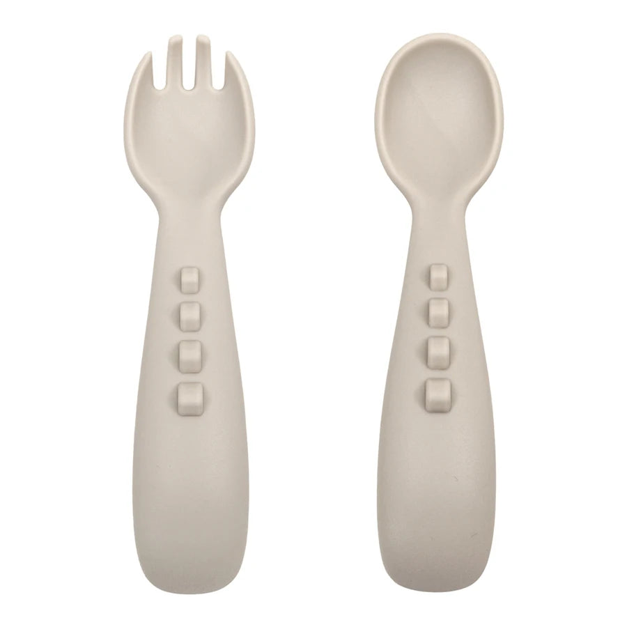 Beige silicone spoon and fork