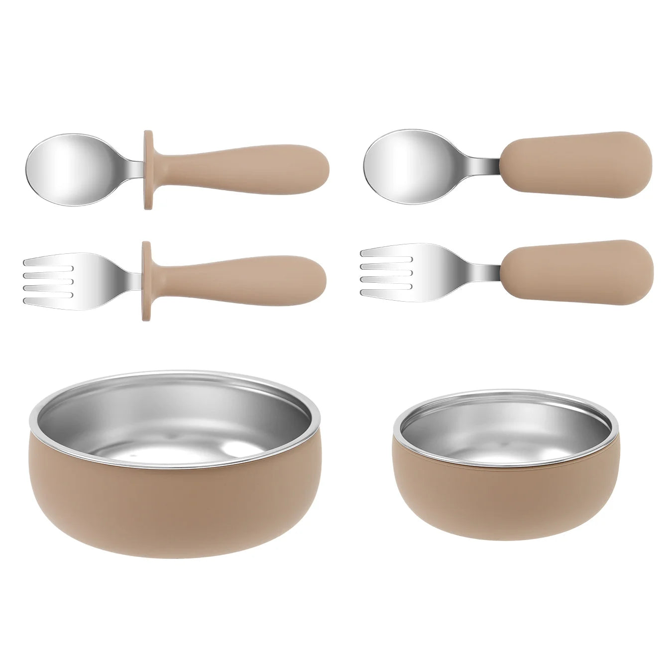 4-Piece Stainless Steel Silicone Suction Bowl and Utensil Set | Oliver & Company Montessori Toys