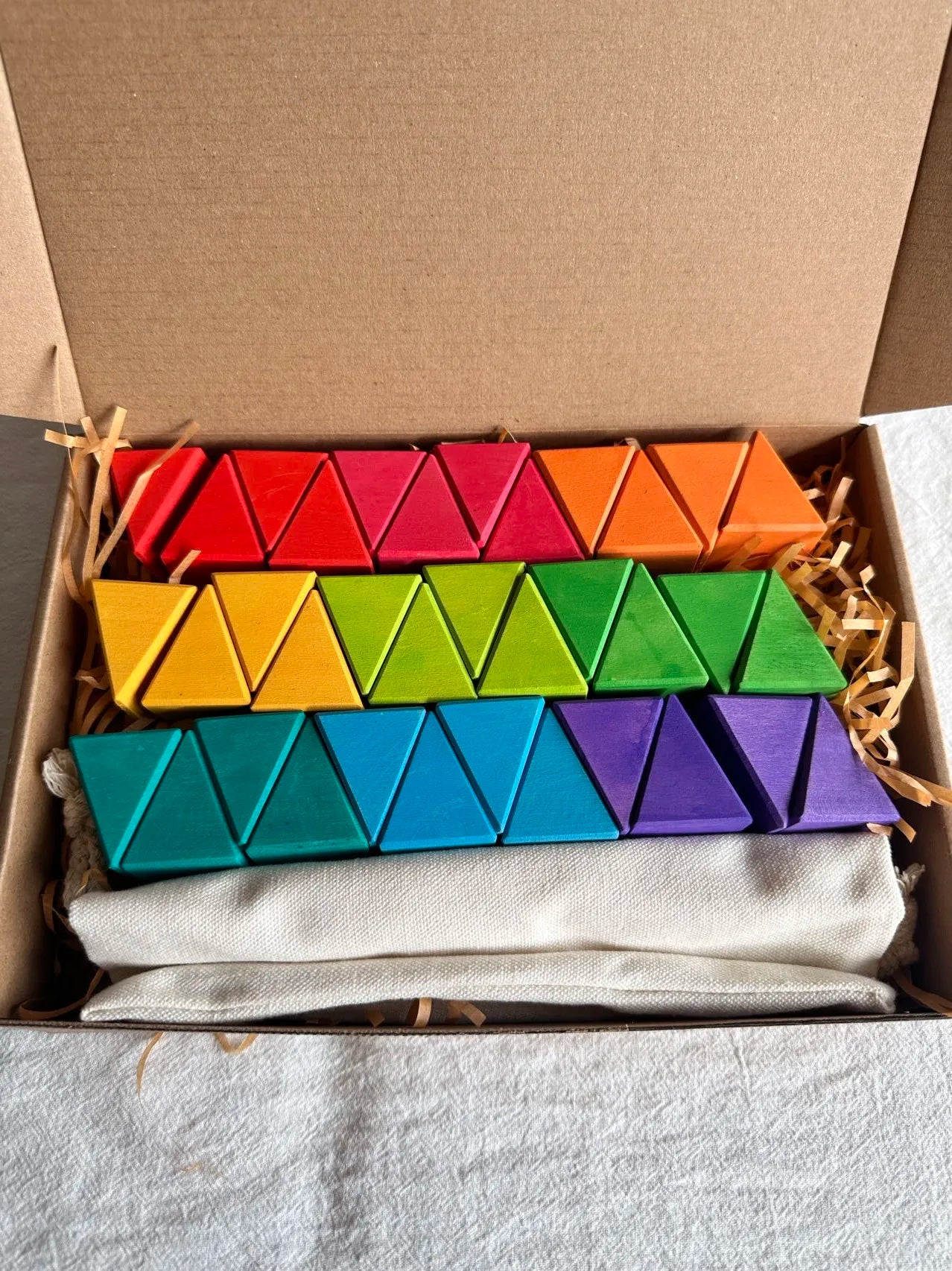 Montessori Large Wooden Stacking Blocks: Rainbow Building Structures