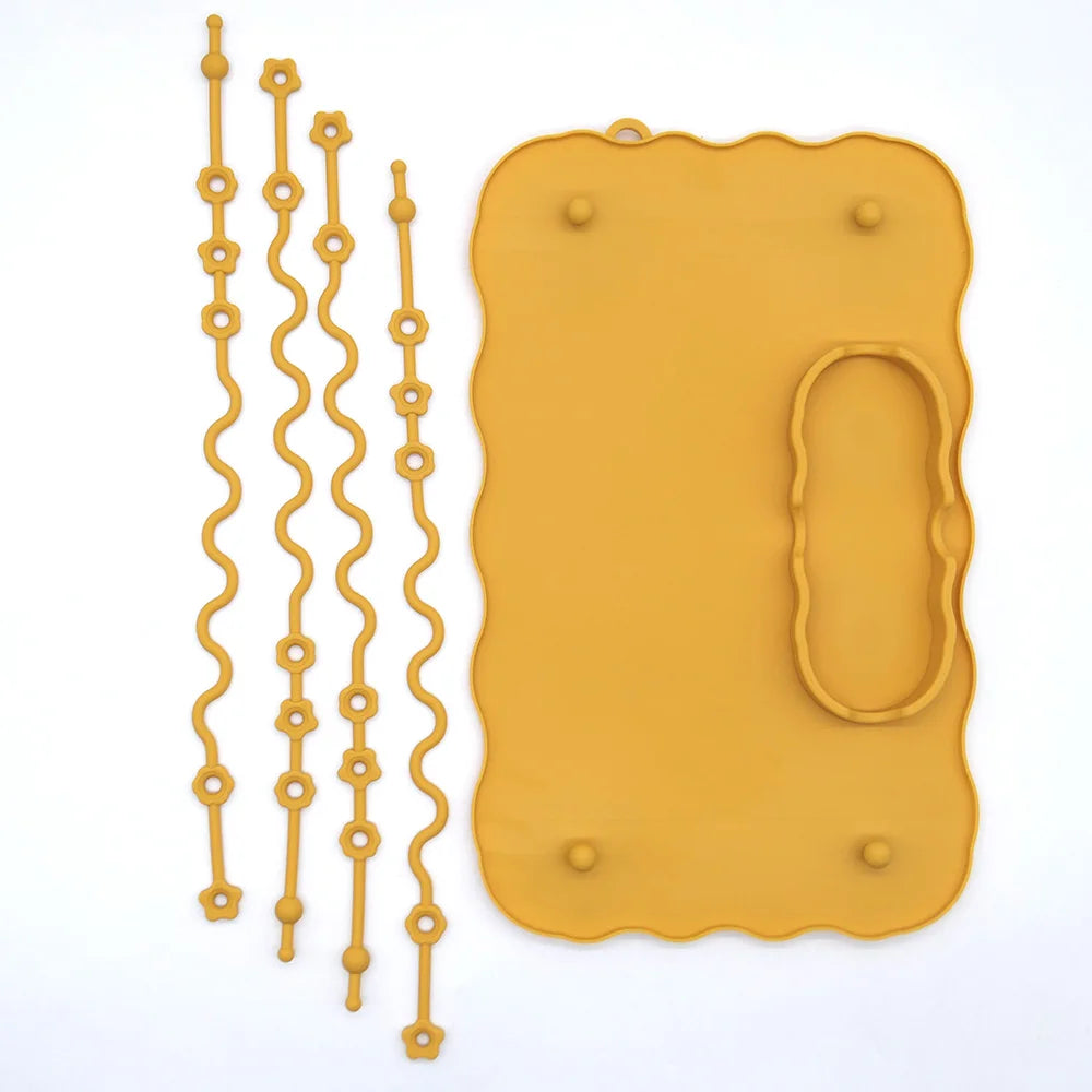 Mustard suction placemat with tether straps