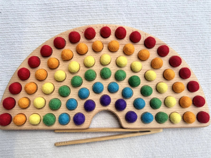 Wooden 100 Peg Board with Beads, Alphabets, and Numbers