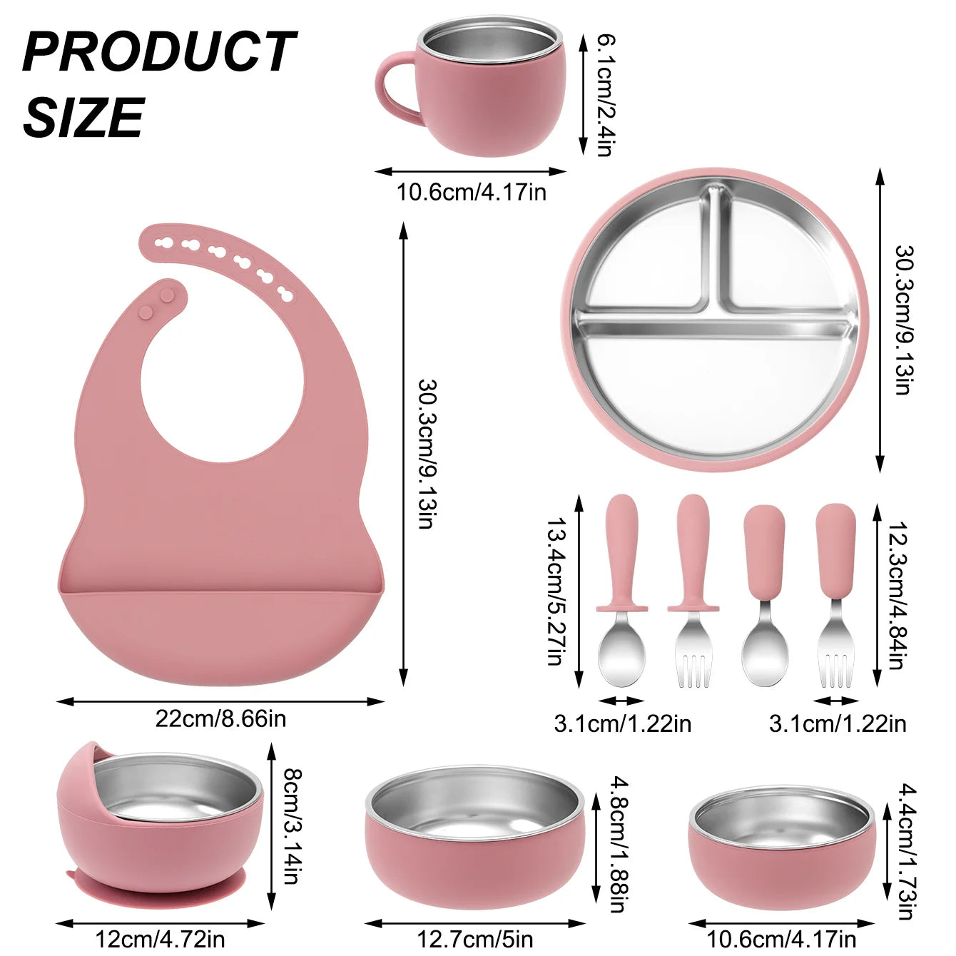 10-Piece Stainless Steel Silicone Baby Feeding Set | Oliver & Company Montessori Toys