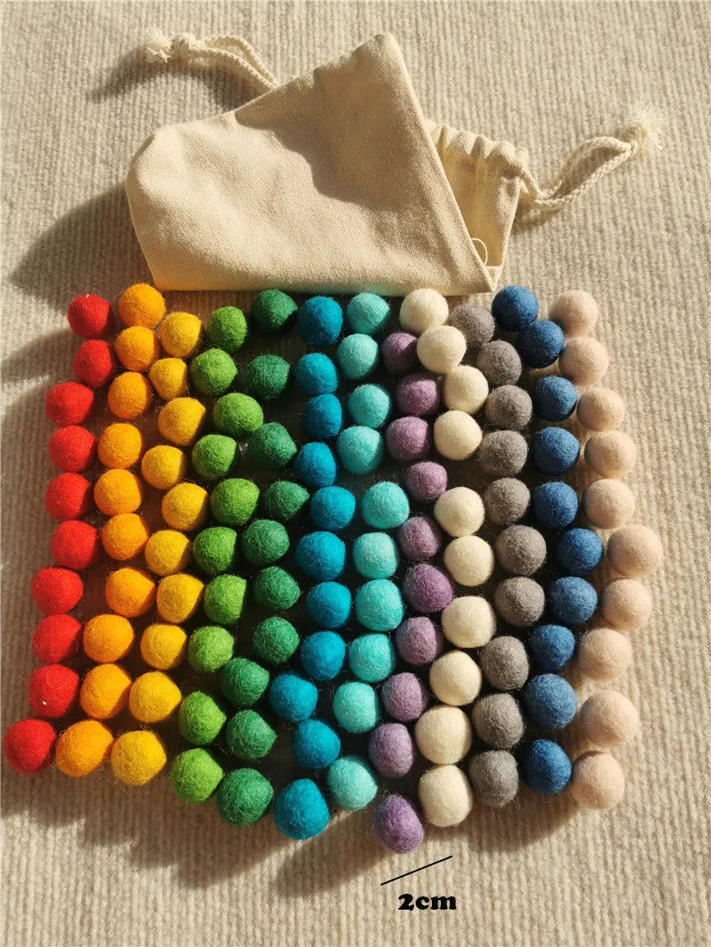 Wooden Montessori Counting Board Sets – Walnut Frame, Number Tiles & Felt Balls