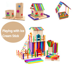 Natural Wooden and Colored Popsicle Sticks | Oliver Montessori