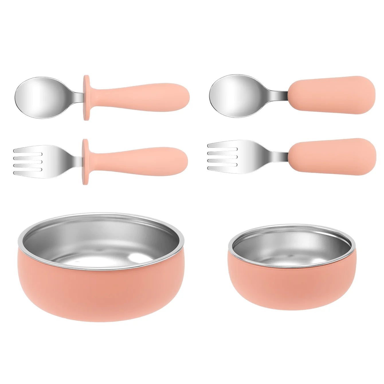 4-Piece Stainless Steel Silicone Suction Bowl and Utensil Set | Oliver & Company Montessori Toys