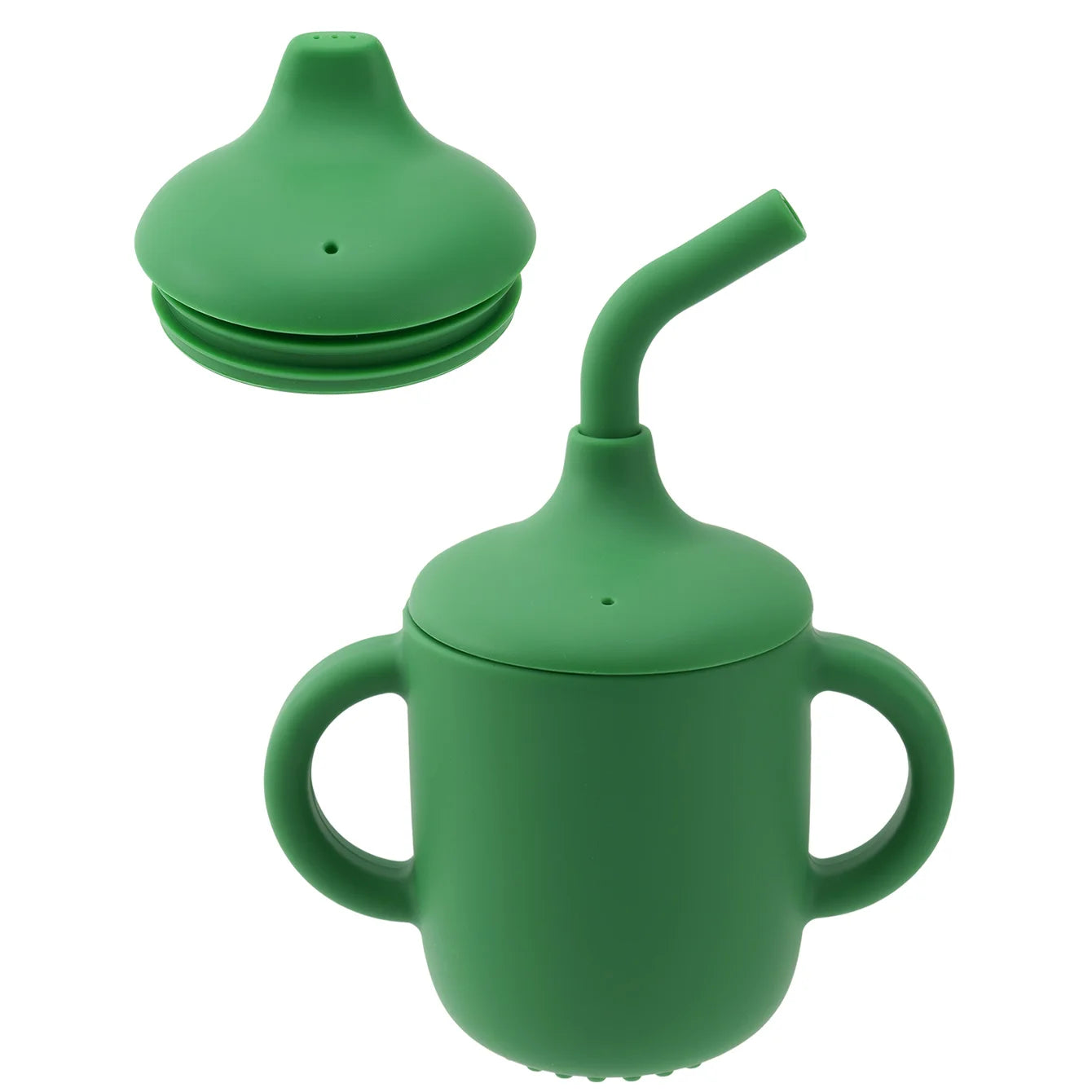 2-in-1 silicone sippy and straw cup in Green