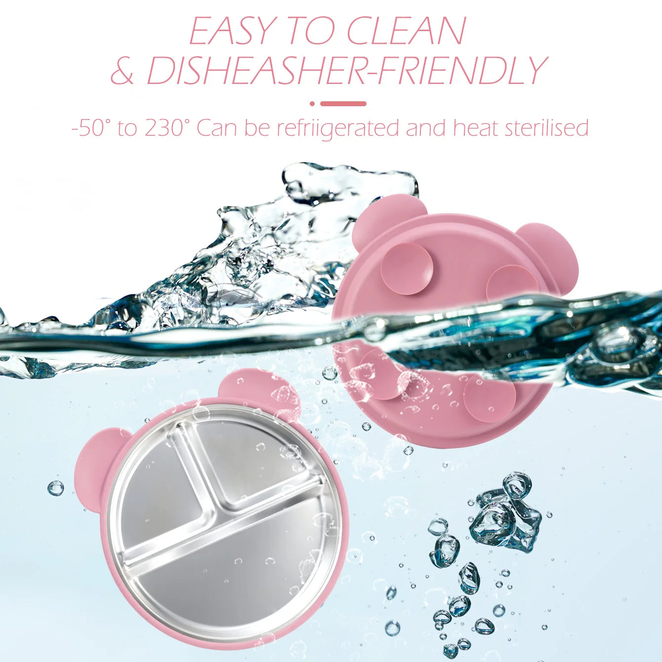 Bear Suction Plate for Toddlers | Stainless Steel & Silicone | Oliver & Company Montessori Toys