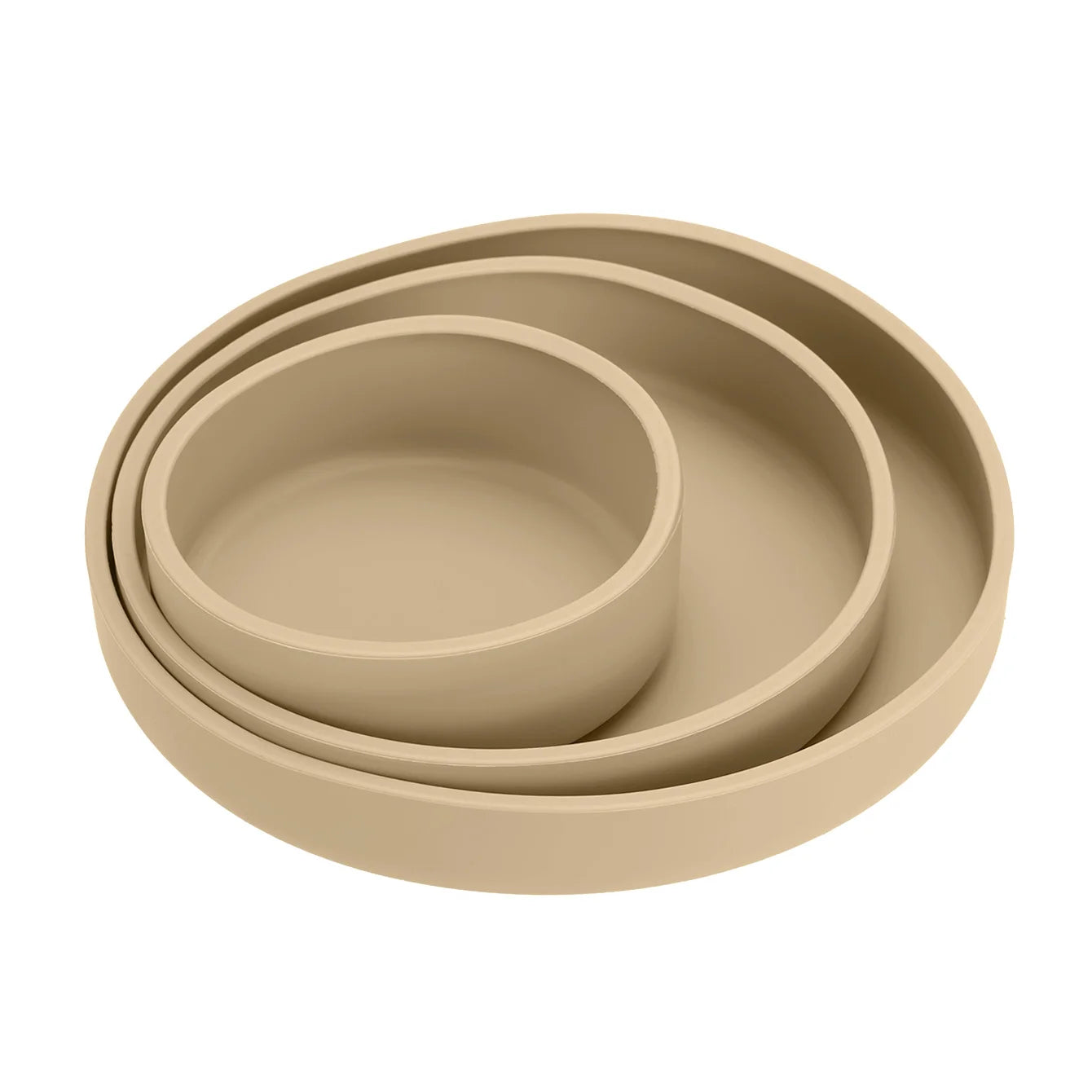 Sand set of three nesting silicone plates