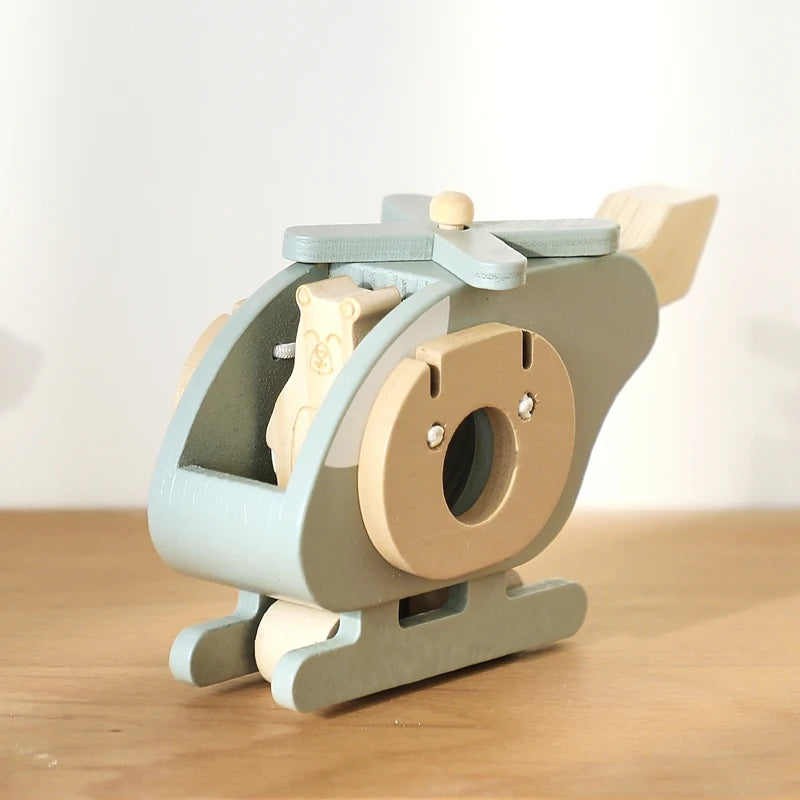 Hand-Pushed Wooden Helicopter Toy | Oliver Montessori