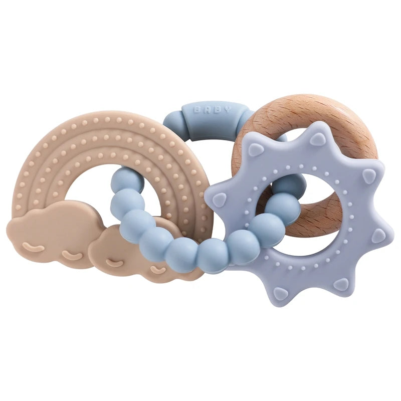 Linked Silicone and Wood Teether