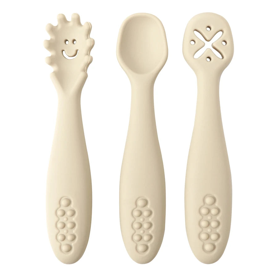 Beach sand 3-piece silicone learning spoon set