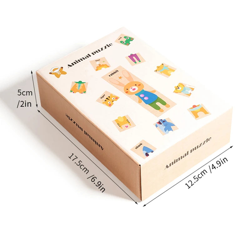 Wooden Animal Puzzle for Toddlers | Montessori Shape Matching Learning Toy