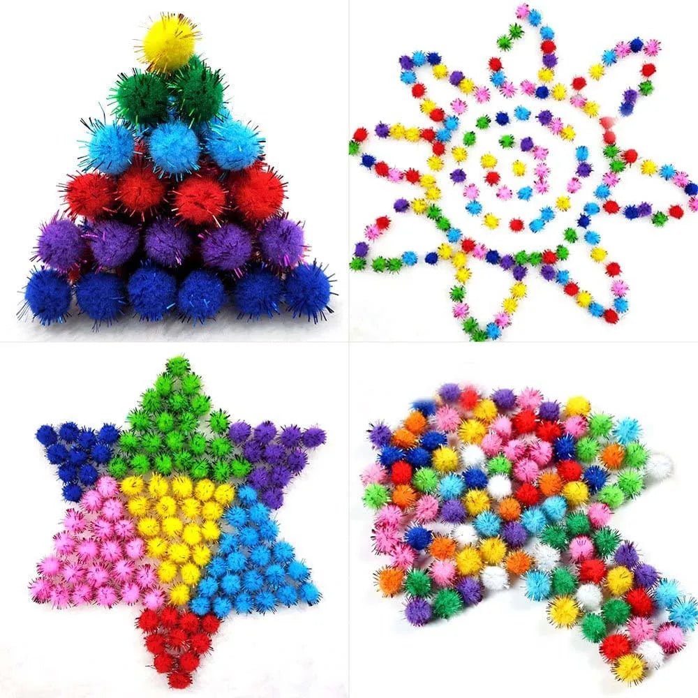 Mixed Color Glitter Pompom Balls