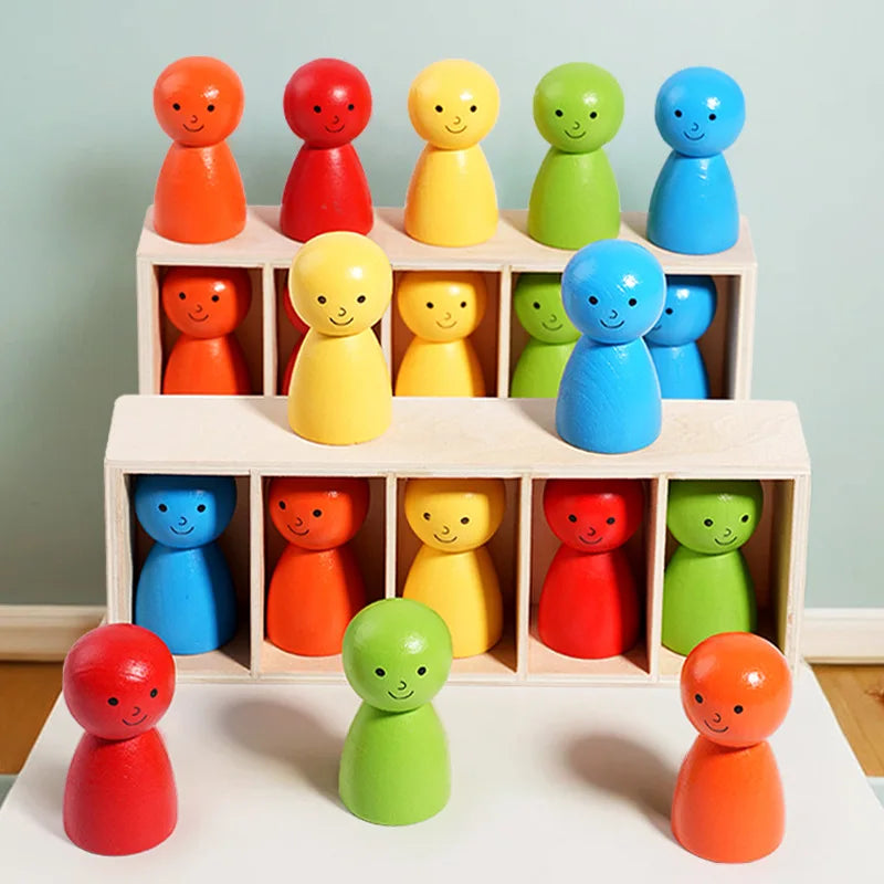 Wooden Color Matching Peg Doll Game