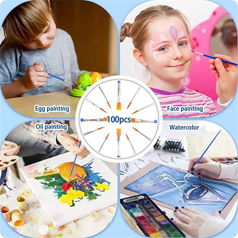 100pcs Paint Brushes Set for Kids | Oliver Montessori Toys