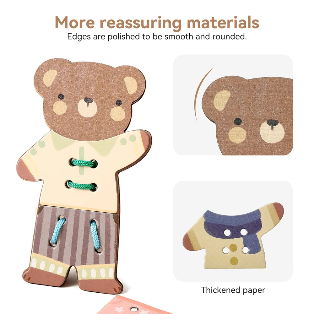 Wooden Bear Dress-Up Threading Toy