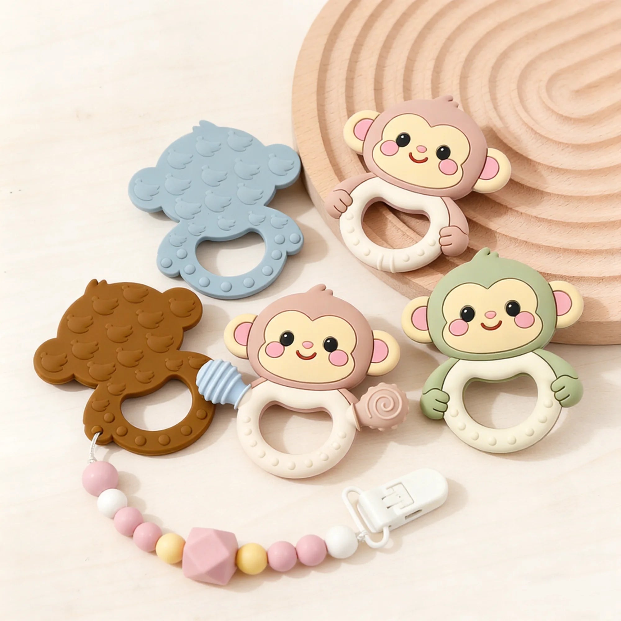Silicone Monkey Teether with Ring - Oliver & Company