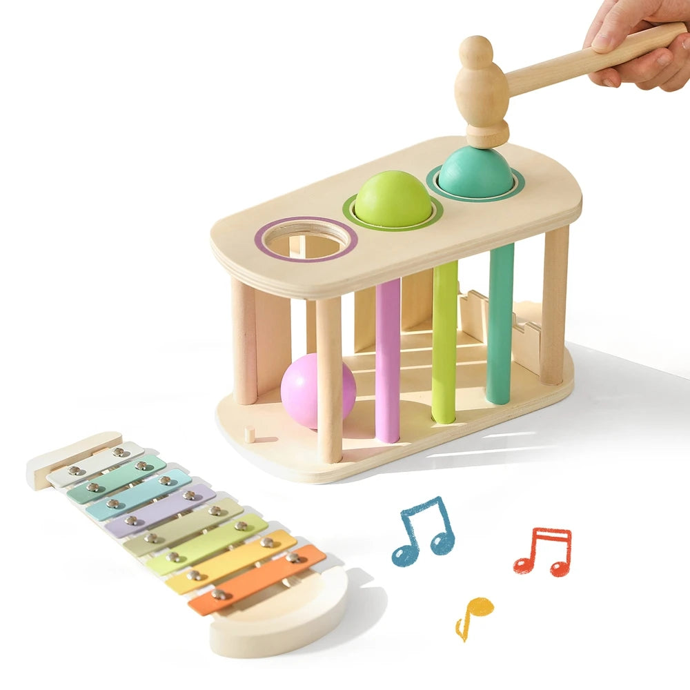 Wooden Pound and Xylophone Ball Set for Babies and Toddlers