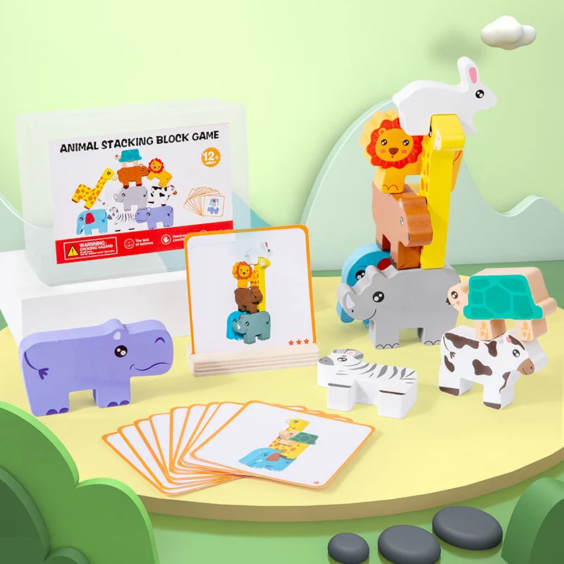 Wooden Animal Stacking Block Game | Montessori Toy Ages 3-6