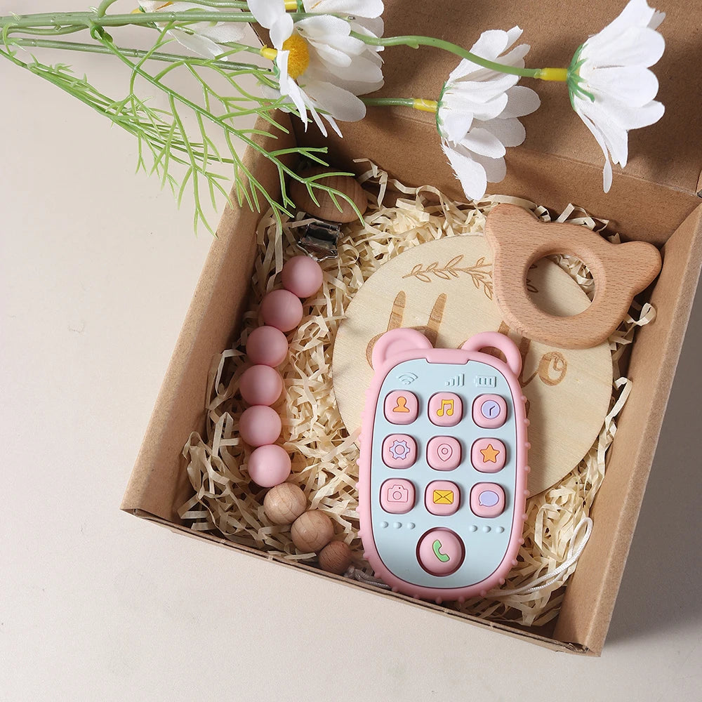 Remote Control & Wooden Teether Baby Gift Set