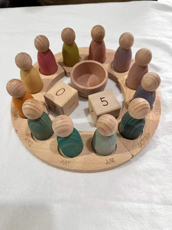 Montessori Wooden Toys: Beech Wood Rainbow Calendar Peg Dolls  Oliver & Company Montessori Toys calendar set A P  