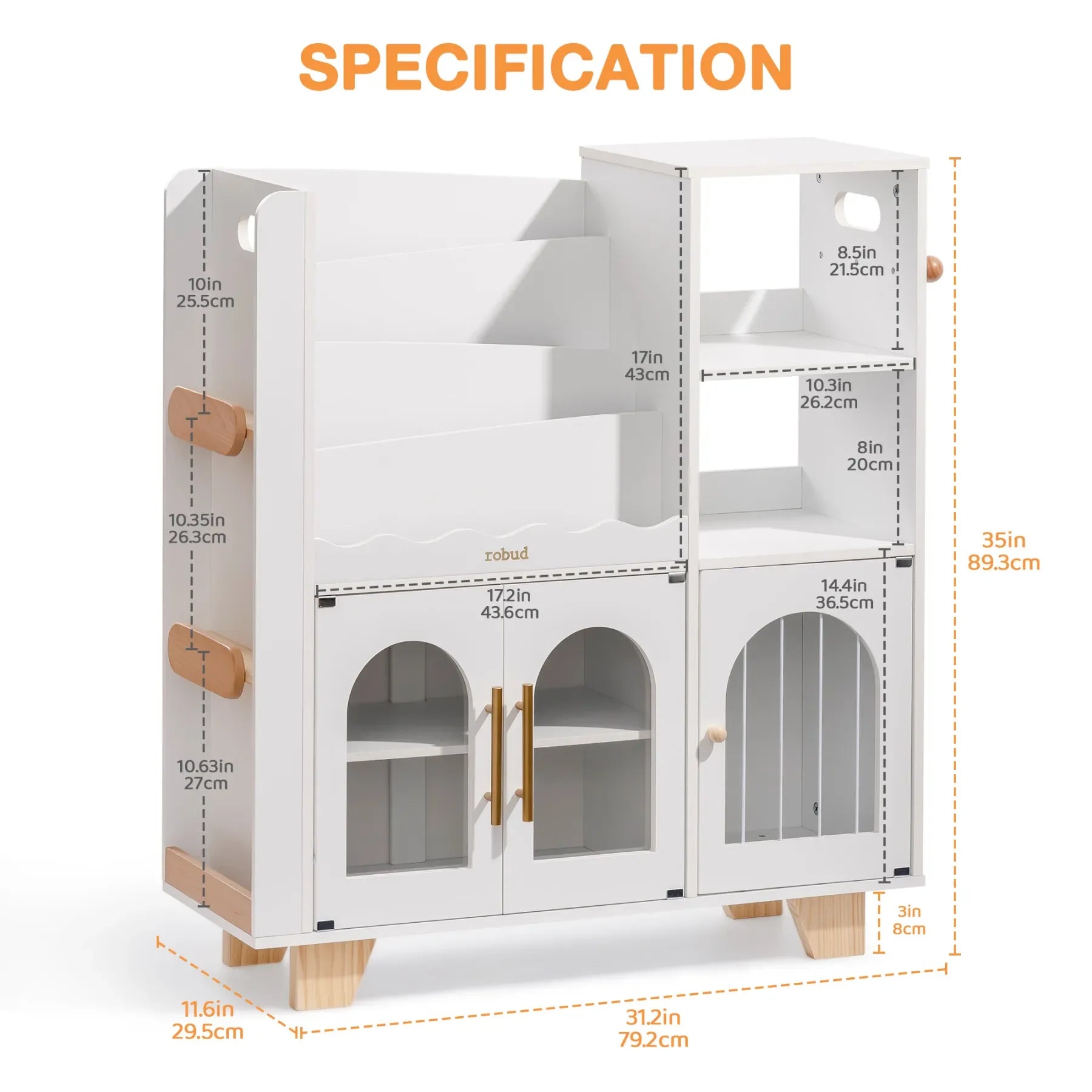 Product dimensions for white play kitchen